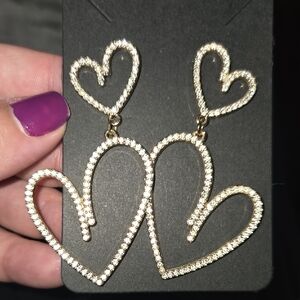 Gold Heart Drop Earrings